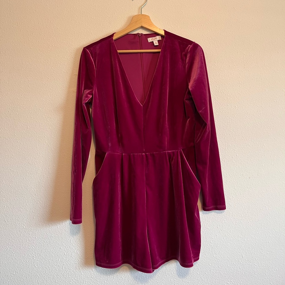 Candie's Fuchsia Velvet Long Sleeve Dress